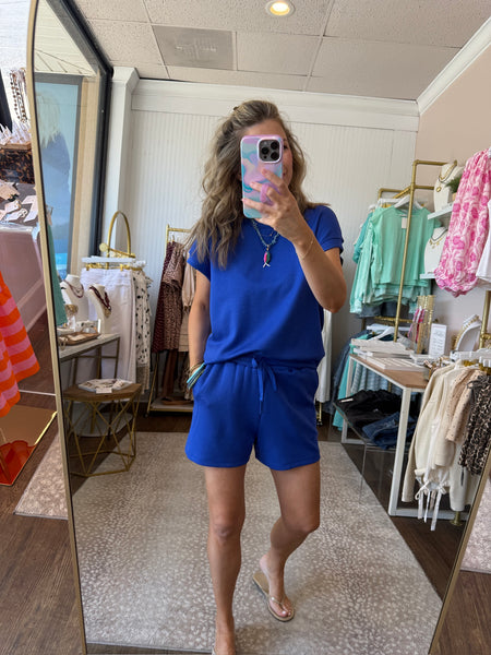 Cobalt Sleeveless Top/Shorts Set