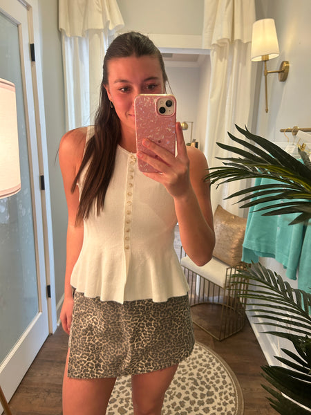 Leopard Denim Wrap Skort