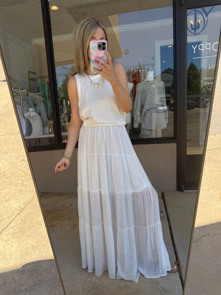 White Tiered Maxi Skirt