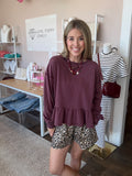 Dark Cherry Peplum Top