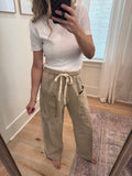 Sand Drawstring Wideleg Pants