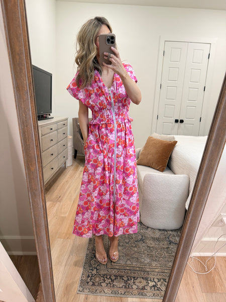 Poppy Pink Pintuck Maxi Dress