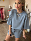 Dusty Blue Shorts Set - 2pcs