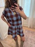 Blue Plaid Pleated Skirt Set - 2pcs.