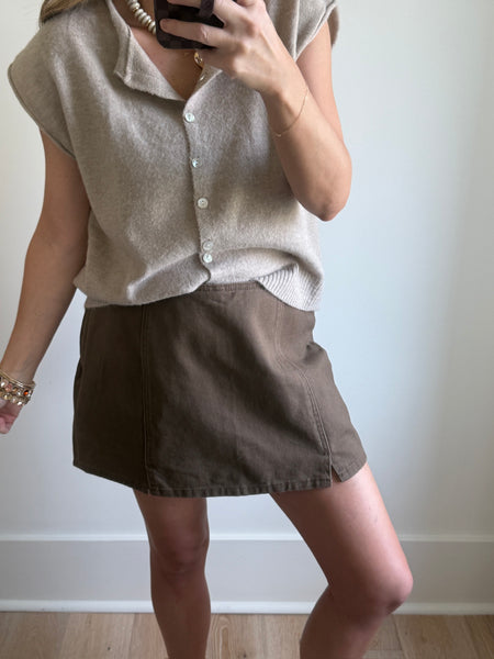 Chocolate Denim Mini Skirt