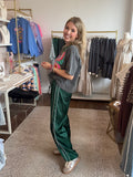 Emerald Satin Track Pants