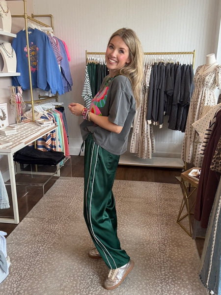 Emerald Satin Track Pants