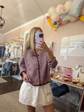 Maroon Stripe Long Sleeve Cardigan