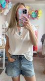 White Henley Top