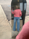 Lace Trim Barrel Denim Pants