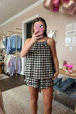 Black/White Gingham Shorts Set - 2pc set