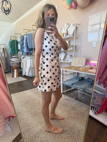 Polka Dot Linen Short Set - 2pcs