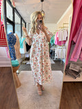 Salmon Floral Midi Dress