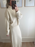 Cream Knit Maxi Skirt Set - 2 pcs
