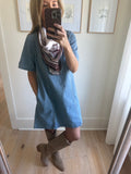 Denim Half-zip Mini Dress