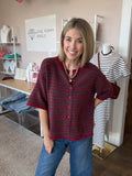 Wine & Charcoal Short Sleeve Sweater