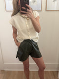 Olive Metallic Elastic Short