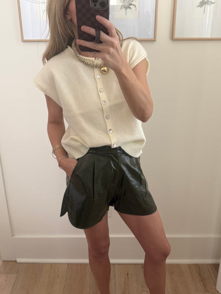 Olive Metallic Elastic Short