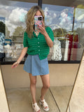 Green Lilac Pointelle Sweater