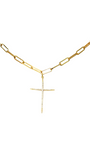 Paperclip CZ Cross Necklace