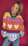 Fuzzy Heart Sweater - Pink Multi *FLASH SALE*