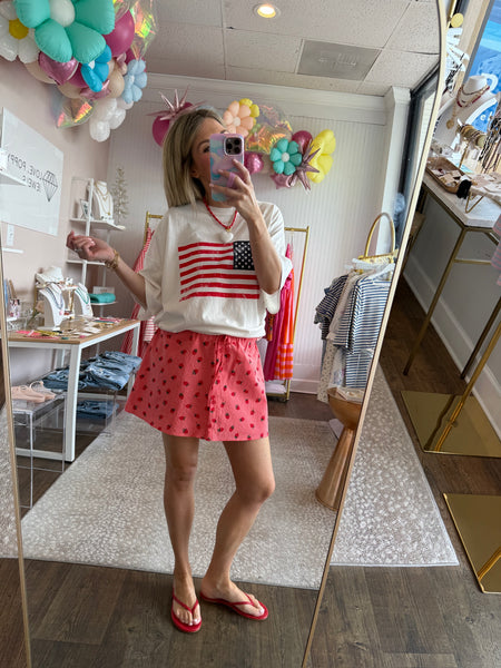 Strawberry Gingham Skirt