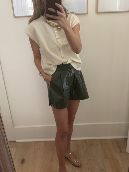 Olive Metallic Elastic Short