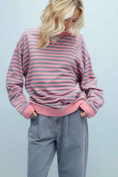 Rose Stripe Crewneck