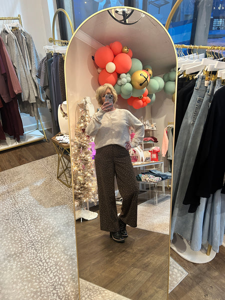 Brown corduroy floral pants