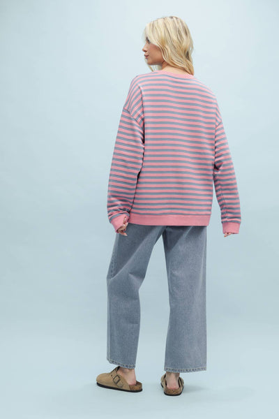 Rose Stripe Crewneck