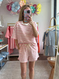 Red Striped Terry Shorts Set - SOLD AS SET