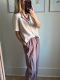 Burgundy & Pink Ruffle Hem Pants