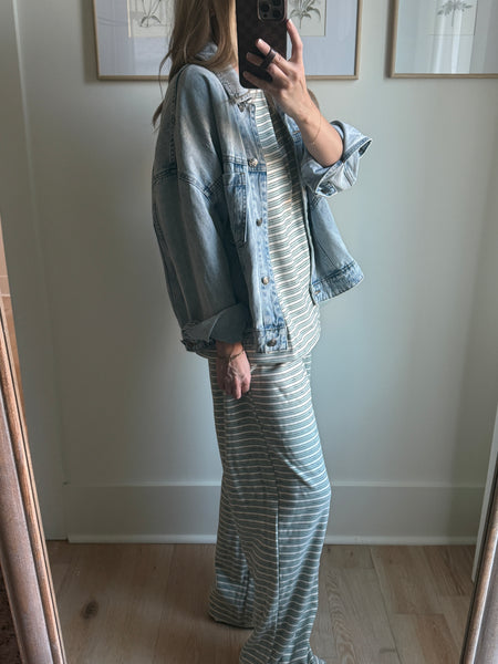 Mint Multi Stripe Pant Set