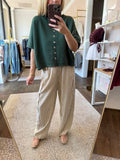 Cream Seam Detail Drawstring Pants