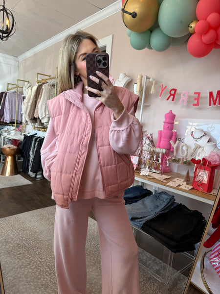 Pink quilted vest