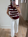 Maroon Sleeveless Stripe Top