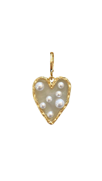 Clear Pearl Heart Add On Charm