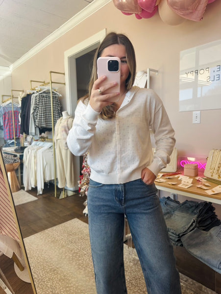 Milk White Hoodie Cardigan