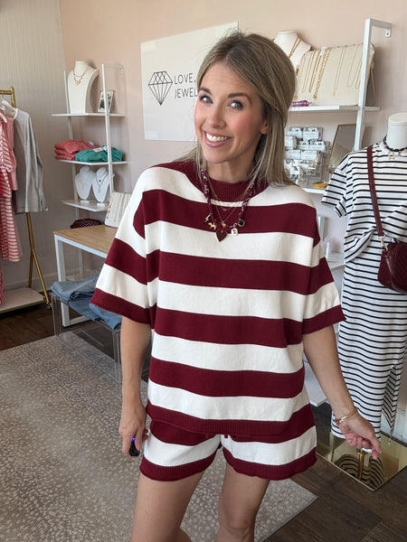 Gameday Stripe Sweater Lounge Set - 2pcs