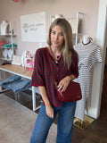 Wine & Charcoal Short Sleeve Sweater