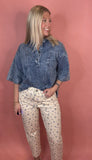 Floral Ecru Denim Pants
