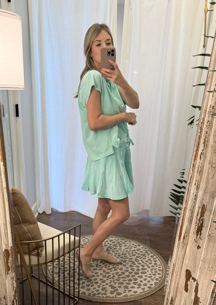 Mint Henley Top