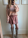 Pink Beige Triangle Stitch Sweater
