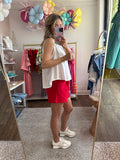 White Raw Edge Sleeveless Top
