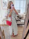Black and White Striped Skirt Set - 2pcs