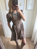 Animal Print Puff Sleeve Dress