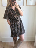 Leopard Drawstring Half-zip Dress