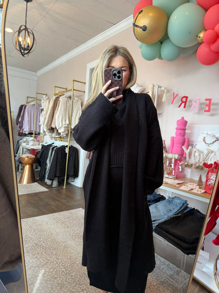 Longline sweater duster - black