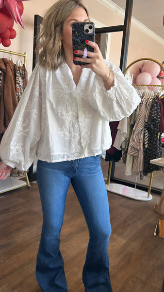 Ivory Floral Blouse