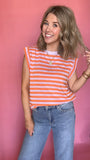 Orange Stripe Muscle Top